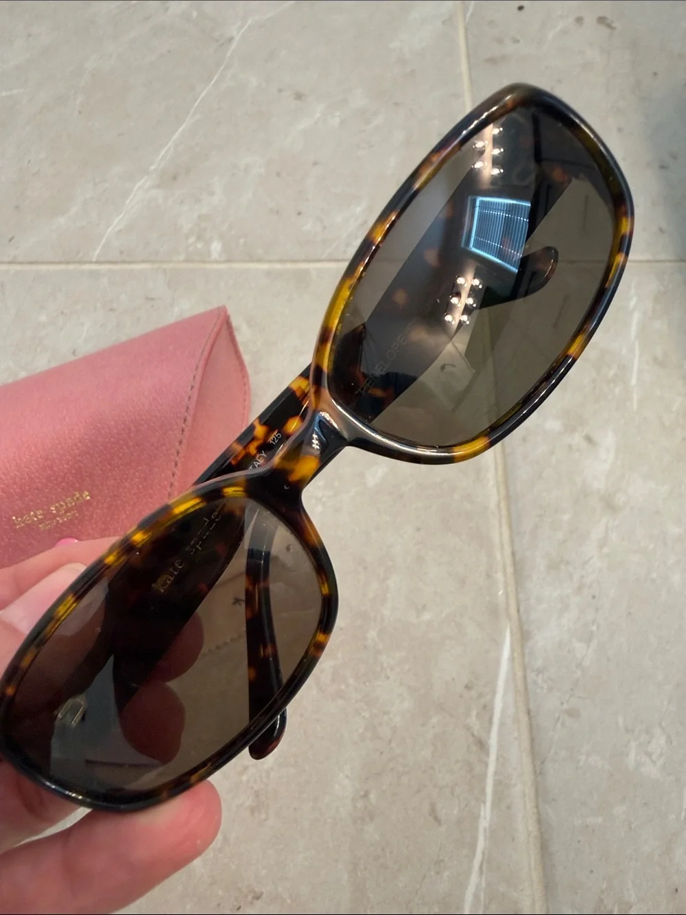 kate spade Pink Sunglasses Case with Tortoiseshell Sunglasses
